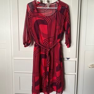 Banana Republic geo print dress with a full slip size 8